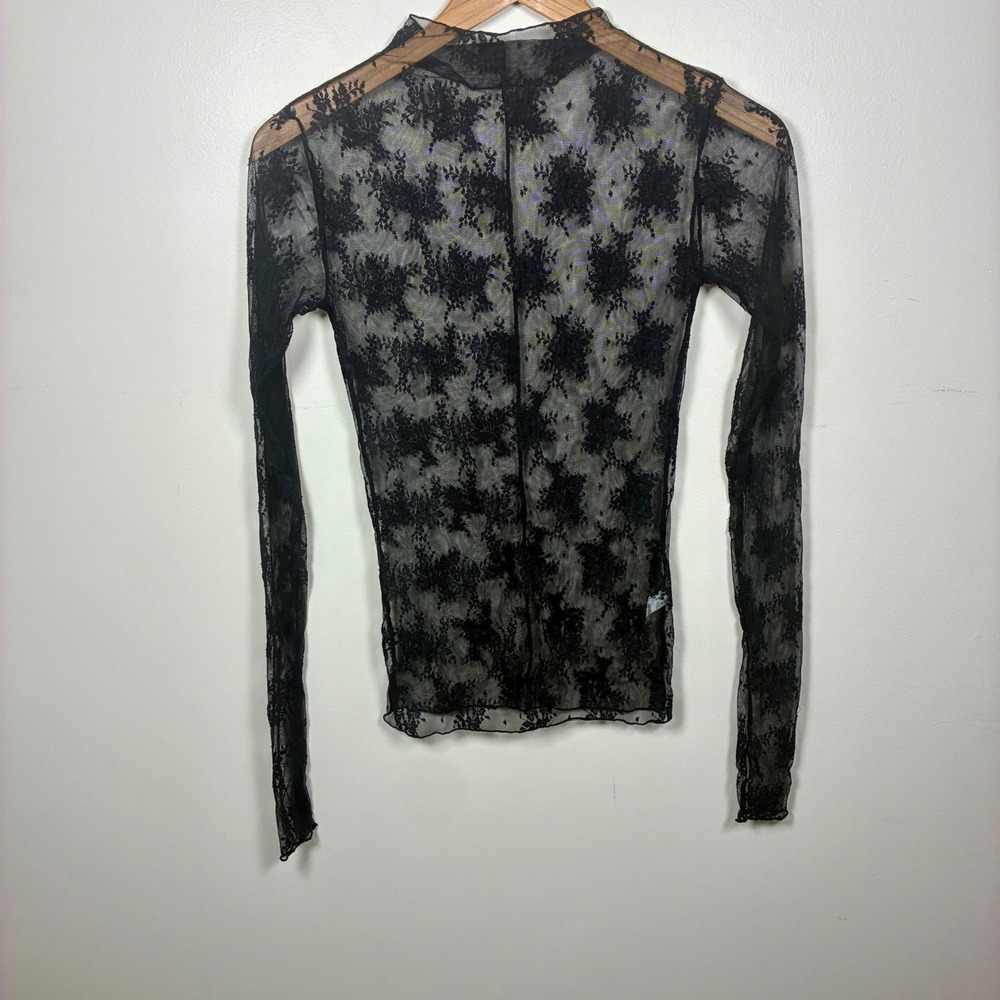 Free People Lady Lux Layering Top Size S Black Sheer Floral Whimsigoth Witchy